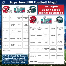 Superbowl 2023 Bingo Football - 20 Cards